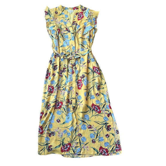 Maison Jules Dresses & Skirts - Maison Jules Women's Size Medium Dress V neck button down yellow floral